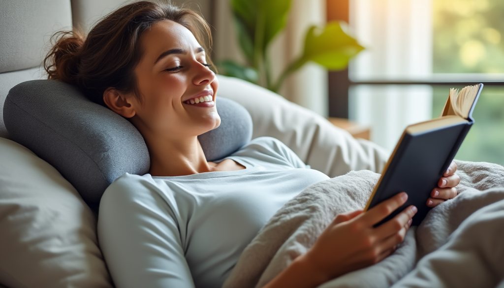 Incroyable mais vrai : lisez confortablement au lit sans douleurs au cou grâce à cet oreiller en promo à -30 % pour un sommeil réparateur découvrez cet oreiller en promotion à -30 % qui vous permet de lire au lit sans douleurs au cou et de profiter d'un sommeil réparateur. confort et bien-être garantis !