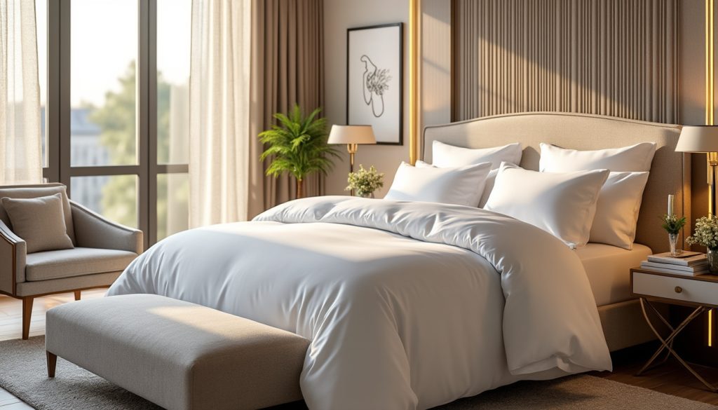 Sommeil d’exception : Profitez du luxe hôtelier chez vous avec l’Ensemble Emma à -45% découvrez l'ensemble emma et profitez d'un sommeil d'exception avec un confort hôtelier à domicile, désormais à -45%. offrez-vous luxe et bien-être pour des nuits réparatrices inoubliables.